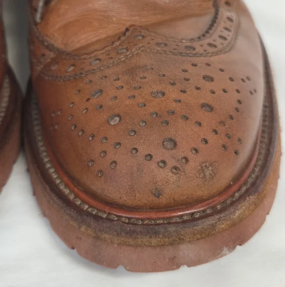 Brunello Cucinelli Cognac Leather Wing Tip Derby Oxfords 42 - Picture 7 of 16